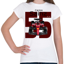 PRINTFASHION Carlos Sainz 55 autóversenyző - fekete felirat - Női póló - Fehér női póló