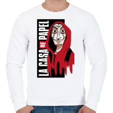 PRINTFASHION Casa de papel art - Férfi pulóver - Fehér férfi pulóver, kardigán