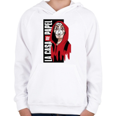 PRINTFASHION Casa de papel art - Gyerek kapucnis pulóver - Fehér