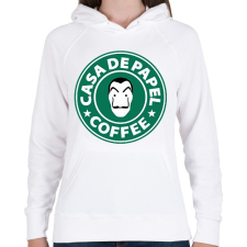 PRINTFASHION Casa de Papel Coffee - Női kapucnis pulóver - Fehér női pulóver, kardigán