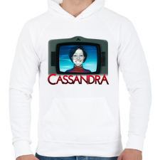 PRINTFASHION Cassandra - Férfi kapucnis pulóver - Fehér férfi pulóver, kardigán