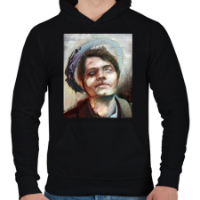 PRINTFASHION Castiel - Férfi kapucnis pulóver - Fekete férfi pulóver, kardigán