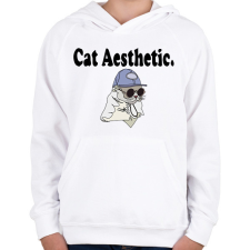 PRINTFASHION cat aesthetic - Gyerek kapucnis pulóver - Fehér gyerek pulóver, kardigán