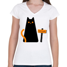 PRINTFASHION Cat-i-tude - Női V-nyakú póló - Fehér női póló