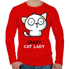 PRINTFASHION Cat lady  - Férfi hosszú ujjú póló - Piros férfi póló
