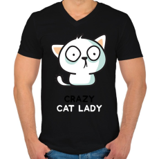 PRINTFASHION Cat lady  - Férfi V-nyakú póló - Fekete