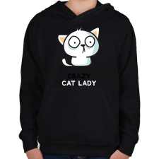 PRINTFASHION Cat lady  - Gyerek kapucnis pulóver - Fekete gyerek pulóver, kardigán