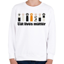 PRINTFASHION Cat lives matter  - Gyerek pulóver - Fehér gyerek pulóver, kardigán