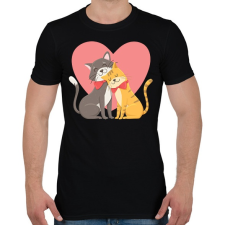 PRINTFASHION Cat Love - Férfi póló - Fekete férfi póló