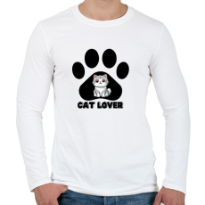 PRINTFASHION Cat Lover - Férfi hosszú ujjú póló - Fehér