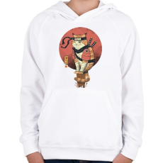 PRINTFASHION Cat Shinobi - Gyerek kapucnis pulóver - Fehér
