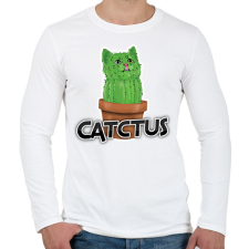 PRINTFASHION Catctus - Férfi hosszú ujjú póló - Fehér férfi póló