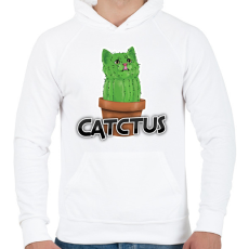 PRINTFASHION Catctus - Férfi kapucnis pulóver - Fehér