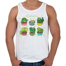 PRINTFASHION Catcus - Férfi atléta - Fehér