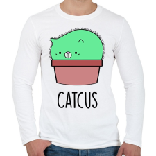PRINTFASHION Catcus - Férfi hosszú ujjú póló - Fehér férfi póló