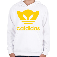 PRINTFASHION Catdidas - Gyerek kapucnis pulóver - Fehér gyerek pulóver, kardigán