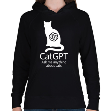 PRINTFASHION CatGPT - Női kapucnis pulóver - Fekete női pulóver, kardigán