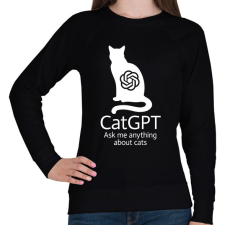 PRINTFASHION CatGPT - Női pulóver - Fekete női pulóver, kardigán