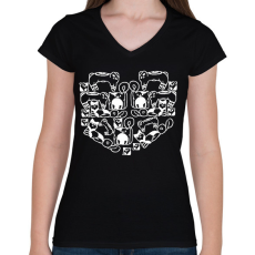 PRINTFASHION catheart.w - Női V-nyakú póló - Fekete