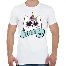 PRINTFASHION Caticorn - Férfi póló - Fehér férfi póló