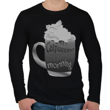 PRINTFASHION catpuccinoBW - Férfi hosszú ujjú póló - Fekete férfi póló