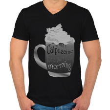 PRINTFASHION catpuccinoBW - Férfi V-nyakú póló - Fekete férfi póló