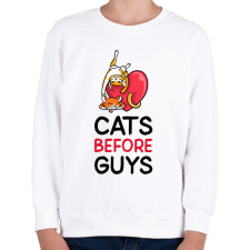 PRINTFASHION Cats Before Guys - Gyerek pulóver - Fehér gyerek pulóver, kardigán