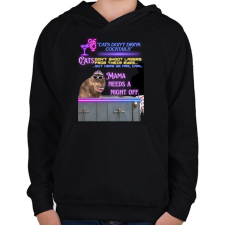 PRINTFASHION Cats don't drink cocktails - Gyerek kapucnis pulóver - Fekete gyerek pulóver, kardigán