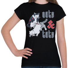 PRINTFASHION Cats & tats - Női póló - Fekete
