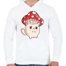 PRINTFASHION CatShroom - Férfi kapucnis pulóver - Fehér