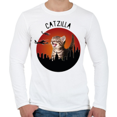 PRINTFASHION Catzilla - Férfi hosszú ujjú póló - Fehér