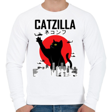 PRINTFASHION Catzilla - Férfi pulóver - Fehér férfi pulóver, kardigán
