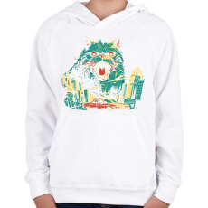 PRINTFASHION Catzilla - Gyerek kapucnis pulóver - Fehér