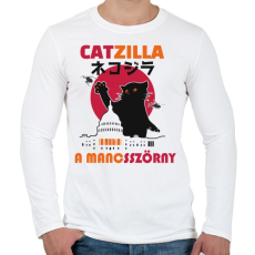 PRINTFASHION Catzilla  mancsszörny - Férfi hosszú ujjú póló - Fehér