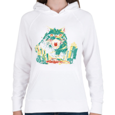 PRINTFASHION Catzilla - Női kapucnis pulóver - Fehér