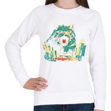 PRINTFASHION Catzilla - Női pulóver - Fehér női pulóver, kardigán