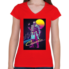 PRINTFASHION Caustic Retro - Apex Legends - Női V-nyakú póló - Piros női póló