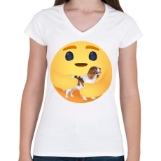 PRINTFASHION Cavalier King Charles spániel - Női V-nyakú póló - Fehér