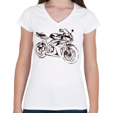 PRINTFASHION cbr600rr fekete - Női V-nyakú póló - Fehér női póló