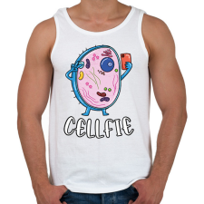 PRINTFASHION Cellfie - Férfi atléta - Fehér atléta, trikó