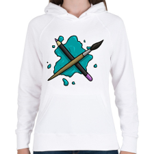 PRINTFASHION Ceruza és ecset - Női kapucnis pulóver - Fehér női pulóver, kardigán