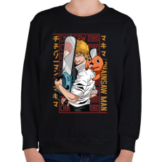 PRINTFASHION Chainsaw man - Gyerek pulóver - Fekete