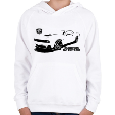 PRINTFASHION Challenger R/T Scat Pack - Gyerek kapucnis pulóver - Fehér gyerek pulóver, kardigán