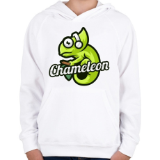 PRINTFASHION Chameleon - Gyerek kapucnis pulóver - Fehér