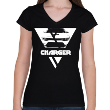 PRINTFASHION Charger Triangle - Női V-nyakú póló - Fekete női póló