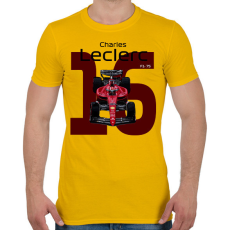 PRINTFASHION Charles Leclerc 16 autóversenyző - fekete felirat - Férfi póló - Sárga