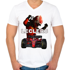 PRINTFASHION Charles Leclerc - Férfi V-nyakú póló - Fehér