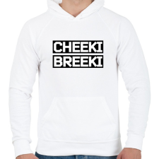 PRINTFASHION Cheeki Breeki - Férfi kapucnis pulóver - Fehér férfi pulóver, kardigán