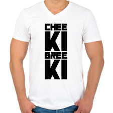 PRINTFASHION Cheeki Breeki - Férfi V-nyakú póló - Fehér férfi póló