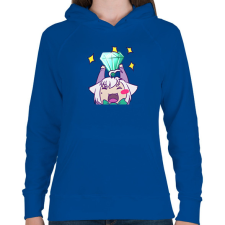 PRINTFASHION Cheer cica - Női kapucnis pulóver - Királykék női pulóver, kardigán